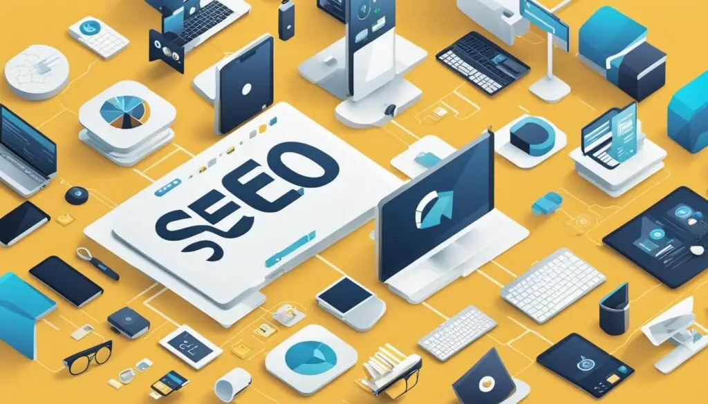 SEO services displayed in an illustration